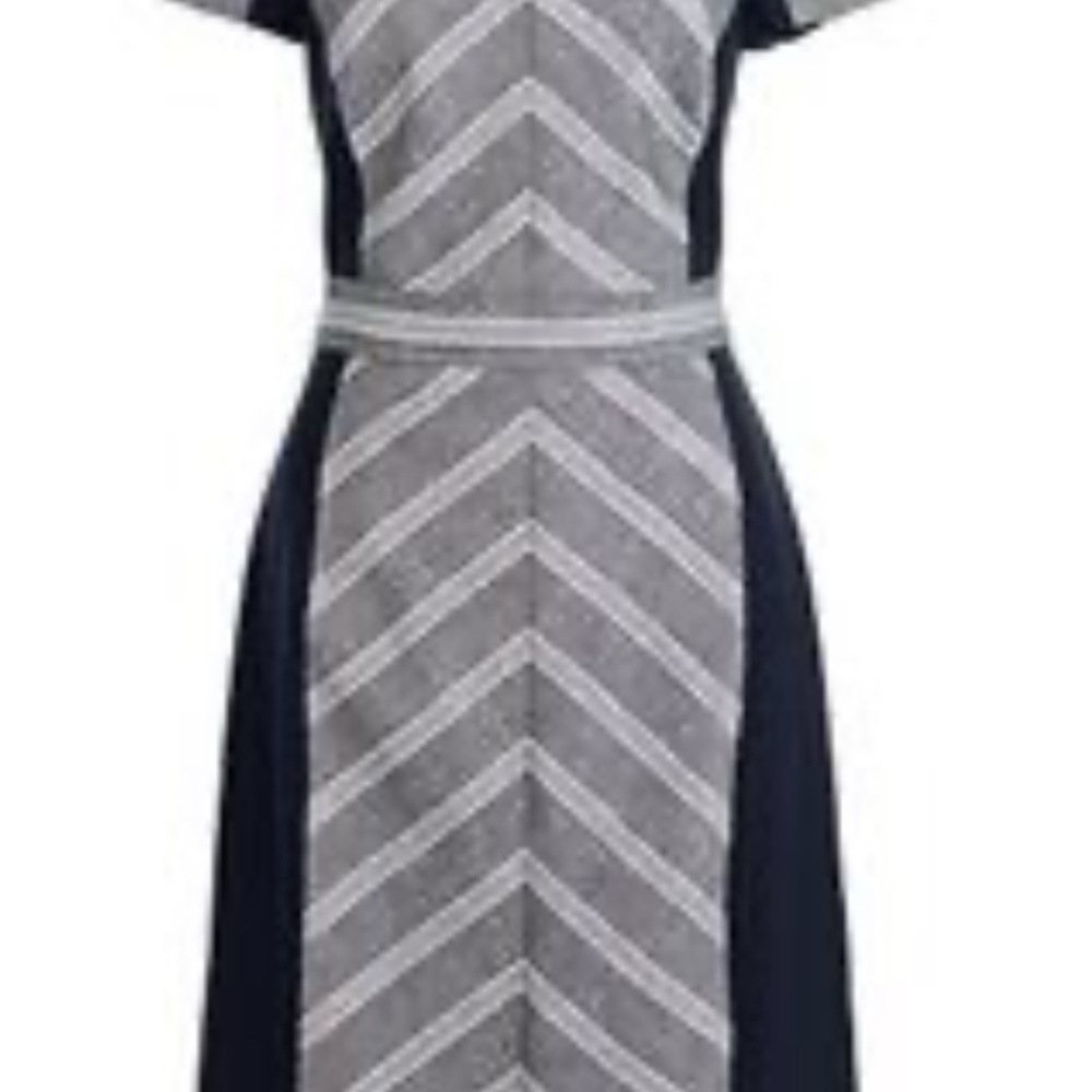 J.Crew Elegant Gray and Black Chevron Dress